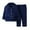 Navy, variant on Child Fleece Pajama Sets Button Down Long Sleeve Shirt And Long Pants Boys Girls Solid Loungewear 2Pcs Boys Outfits&Set Pink 130/7 Y—8 Y