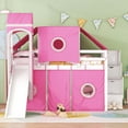 thumbnail image 2 of Aukfa Full Size Loft Bed with Slide - Princess Castle Bed with Stairway Tent Tower for Kids Girls - Pink, 2 of 8