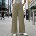 thumbnail image 2 of ClodeEU Womens High Waisted Corduroy Pants With Button,Baggy Casual Wide Leg Trouse With Pockets Khaki,Womens Plus M, 2 of 9