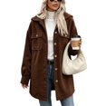 thumbnail image 2 of Corduroy Jacket for Women Oversized Long Sleeve Button Down Jacket Casual Work Travel Fall Winter Coat, M, 2 of 8