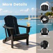 FADINGFREE Outdoor Folding Adirondack Chair, All-Weather & Space-Saving HDPE Chair for Patio, Poolside, Deck & Graden, Black