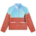 thumbnail image 4 of Jackets for Women Winter Coat Jackets Flannel Stand Collar Jacket(Red Brick Wall,Size:S-4XL), 4 of 7