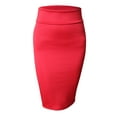 thumbnail image 1 of J. METHOD Women's Midi Skirt Stretch Knit Bodycon Slim Fit Office Elastic Waist Pencil Solid Skirts Made in USA NEWSK10 Red XL, 1 of 5