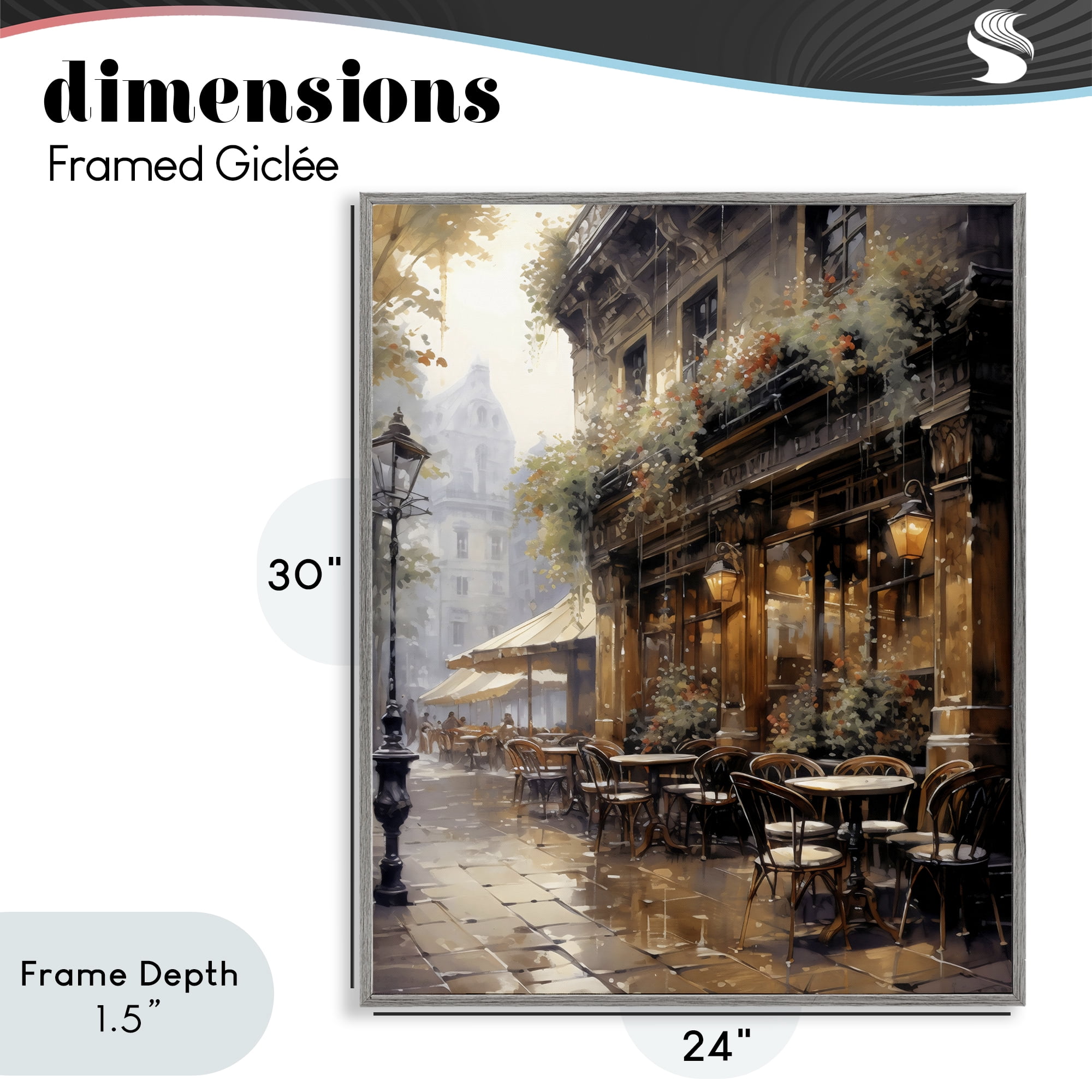 Stupell Industries Paris Street Cafe in Rain Gray Framed Giclee Art, design by Creative Studio