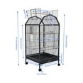 thumbnail image 2 of Miumaeov Black Iron Parakeet Bird Cage with Stand Metal Panorama Pet Bird Flight Cages with Wheels Feeding Cups and Standing Poles, 2 of 12