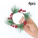 thumbnail image 1 of Anillos de Vela de Hojas de Pino Macarena 4 Piezas con Portavelas de Bayas Rojas, 1 of 6