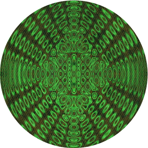 Ahgly Company Indoor Round Patterned Dark Forest Green Area Rugs, 5' Round