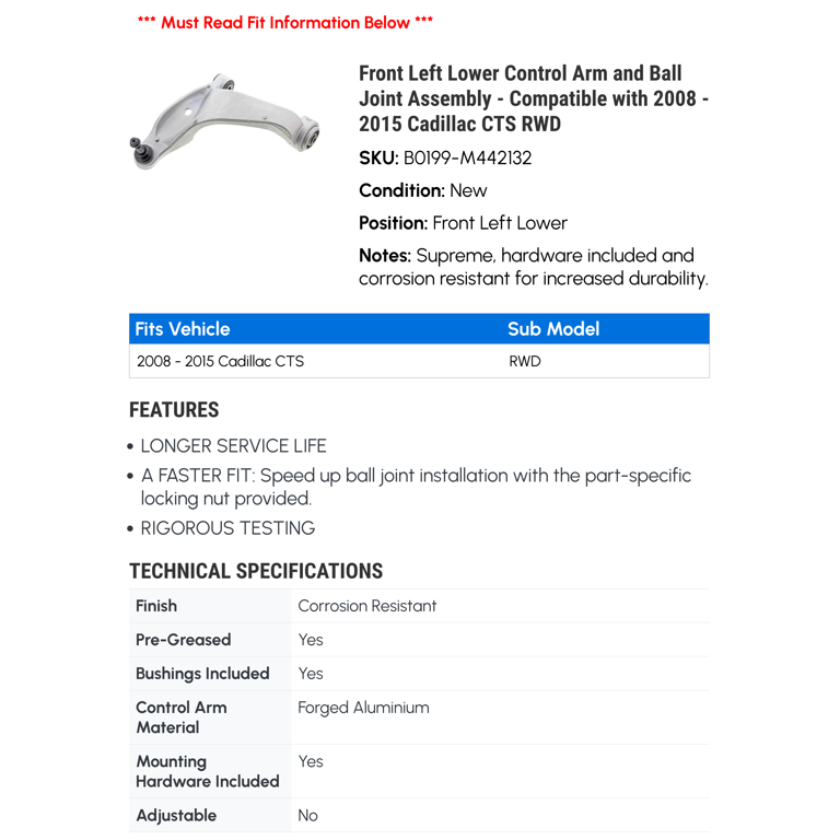 Lower Kits & Parts For Cadillac Escalade Front Lower Control Arm Pair For Buick, Cadillac, Oldsmobile, Pontiac - Sealed Ball Joints (10-Yr Warranty) AM Autoparts 16262053 Lower Kits & Parts For Cadillac Escalade Front Lower Control Arm Pair For Buick, Cadillac, Oldsmobile, Pontiac - Sealed Ball Joints (10-Yr Warranty) AM Autoparts 16262053