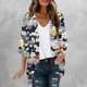 thumbnail image 1 of Cárdigan de manga larga para mujer, blusa informal estampada con bolsillo, abrigo tipo cárdigan para mujer, 1 of 5
