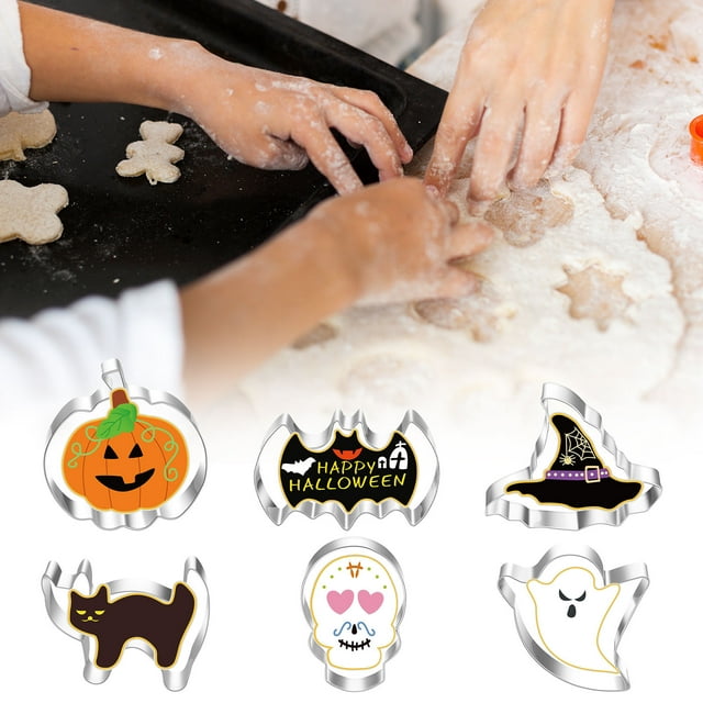 ABPWLY Ensemble de Découpoirs d'Halloween 6 Pcs Grand Découpoir en Métal Inoxydable en Forme de Citrouille Fantôme Crâne Chapeau de Sorcière Décorations de Fête Partie Liquidation Décoration de Chambre Jours du Canada Décoration de Maison