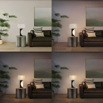 NOVA OF CALIFORNIA Half Moon Table Lamp with Nightlight feature - 30", Charcoal Gray Wood