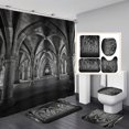 thumbnail image 1 of Ensemble de 4 Pcs de Rideaux de Douche avec Tapis Antidérapants, Housse de Couvercle de Toilette et Tapis de Bain, 4 Pcs de Rideaux de Douche avec 12 Crochets, Rideau de Bain Durable et Imperméable..., 1 of 6