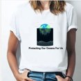 thumbnail image 1 of Hauts pour Femmes T-Shirt à Col Rond Imprimé Pollution Tendances et Confortable Haut à Manches Courtes Col Rond/chemise D-Blanc TTG, 1 of 4