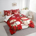 thumbnail image 3 of jejeloiu Lovely Xmas Snowman 7 Pieces Bedding Comforter Set,Amerry Christmas Full Bedding Set,Red Leaves Fitted Sheet Flat Sheet For Girl Teens,Breathable Home Decor Reversible, 3 of 8