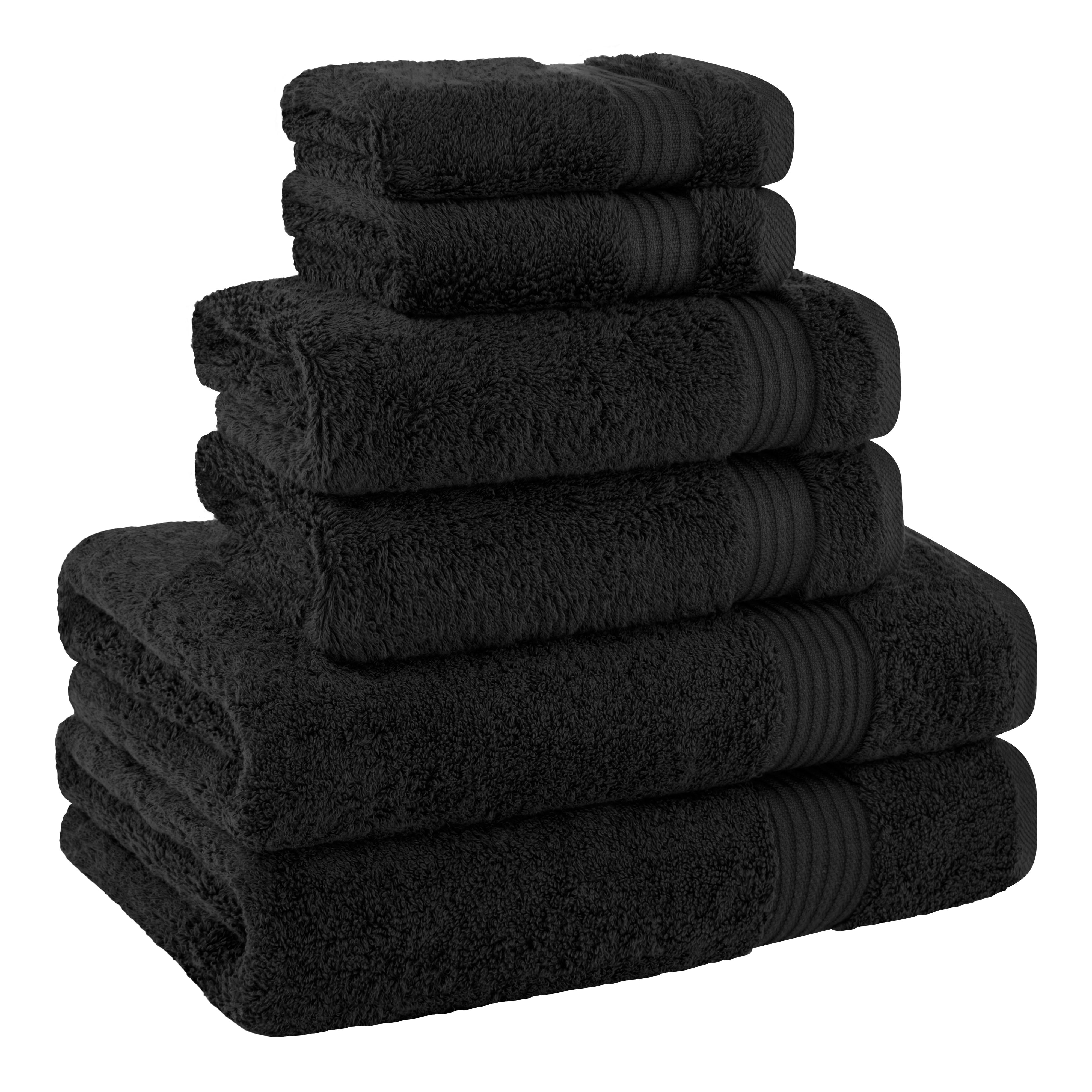 Cotton Paradise 100% Cotton 6 Piece Towel Set, Soft Absorbent Quick Dry Towels for Bathroom, Black