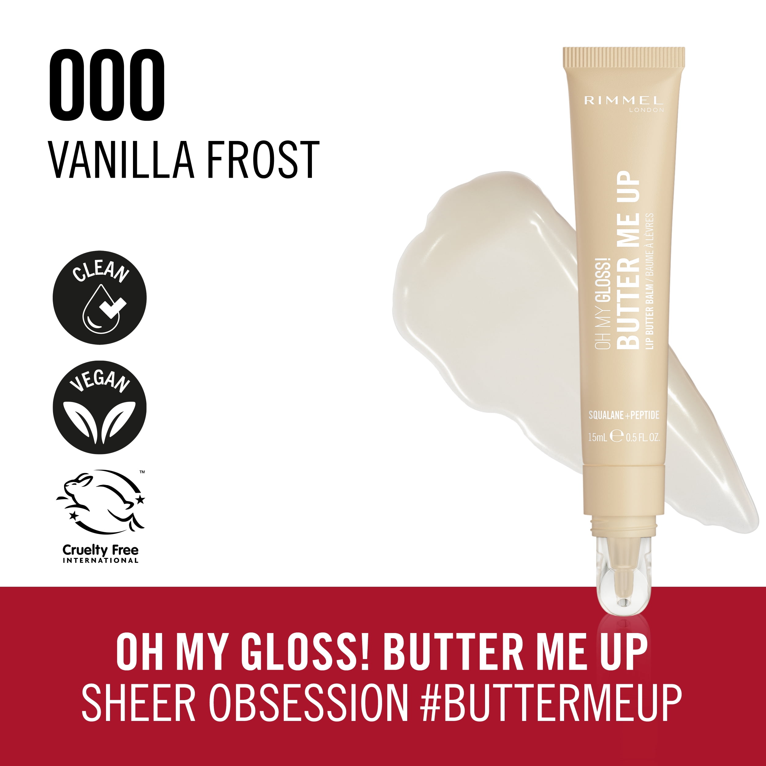 RIMMEL Oh My Gloss! Butter Me Up, 000 Vanilla Frost, 0.5 fl oz