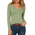 thumbnail image 2 of Tqcoqu Long Sleeve Womens Tops V Neck Casual Tunic Loose Fit Basic Shirts Trendy Tops for Women 2026, 2 of 10