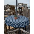 thumbnail image 2 of Outdoor Tablecloth with Umbrella Hole for Patio/Picnic/Party/Camping, Navy Blue Morocco Waterproof Table Cloth Round Cover Washable, Modern Abstract Classic Geometric (Dia 54"), 2 of 8