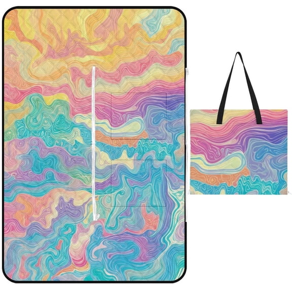 Colorful Tie Dye Vortex Waterproof Picnic Blanket with Foldable Zipper, Suitable for Outdoor Use, Suitable for Travel, Camping, Beaches, Parks, Grasslands, Picnic Blanket Accessories