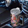 thumbnail image 6 of 40oz Pioneer Flower Floral Print Pattern Insulated Tumbler with Handle, BPA-Free Leak Proof Lid and Straws, Double Wall Vacuum, Hot 12h/Cold 34h, 6 of 6