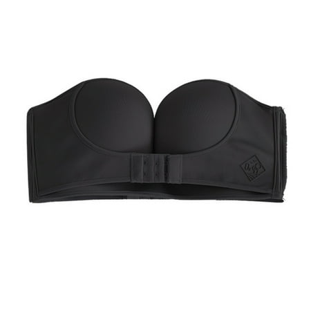 

Spdoo Strapless Push Up Bras Front Buckle Lift Bra Women Wireless Non-Slip Invisible Front Hook Underwear Bra for Backless Dress Black 32/70C