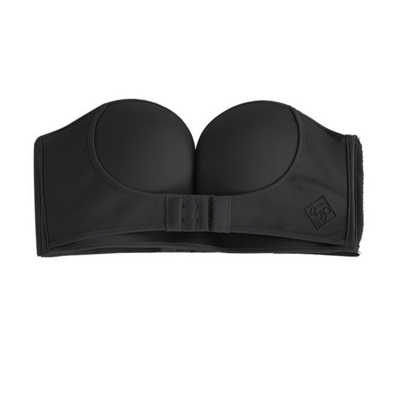 Spdoo Strapless Push Up Bras Front Buckle Lift Bra Women Wireless Non-Slip  Invisible Front Hook Underwear Bra for Backless Dress, Black 36/80D 