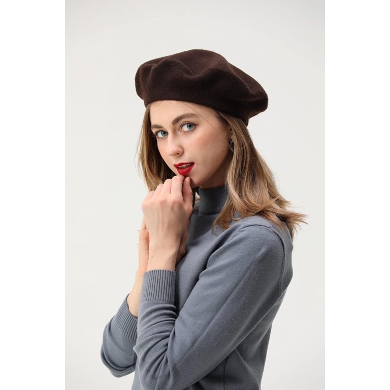 French Beret-Classic Wool Beret Solid Color Womens Beret Cap 