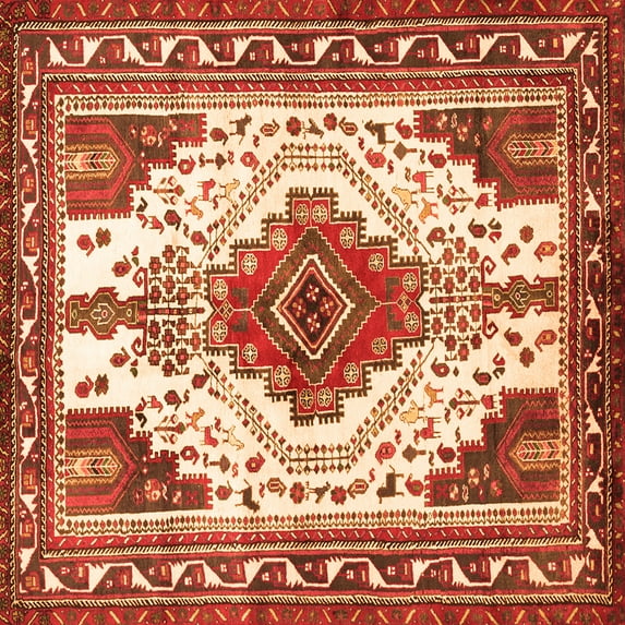 Ahgly Company Indoor Square Persian Orange Traditional Area Rugs, 5' Square