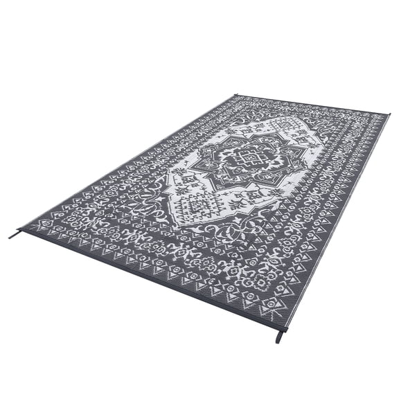 Waterproof Outdoor Rug – Reversible Camping Mat, Plastic Straw Rug for RV, Vintage Medallion Design – Indoor Outdoor Carpet for Porch, Deck, Backyard, Balcony, Picnic