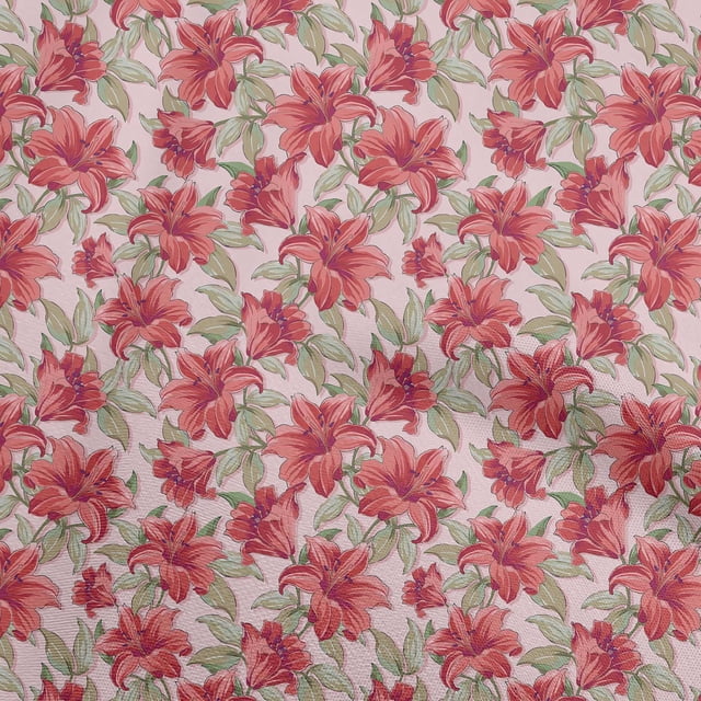 oneOone Cotton Flex Red Fabric Florals Sewing Craft Projects Fabric Prints By Yard 40 Inch Wide