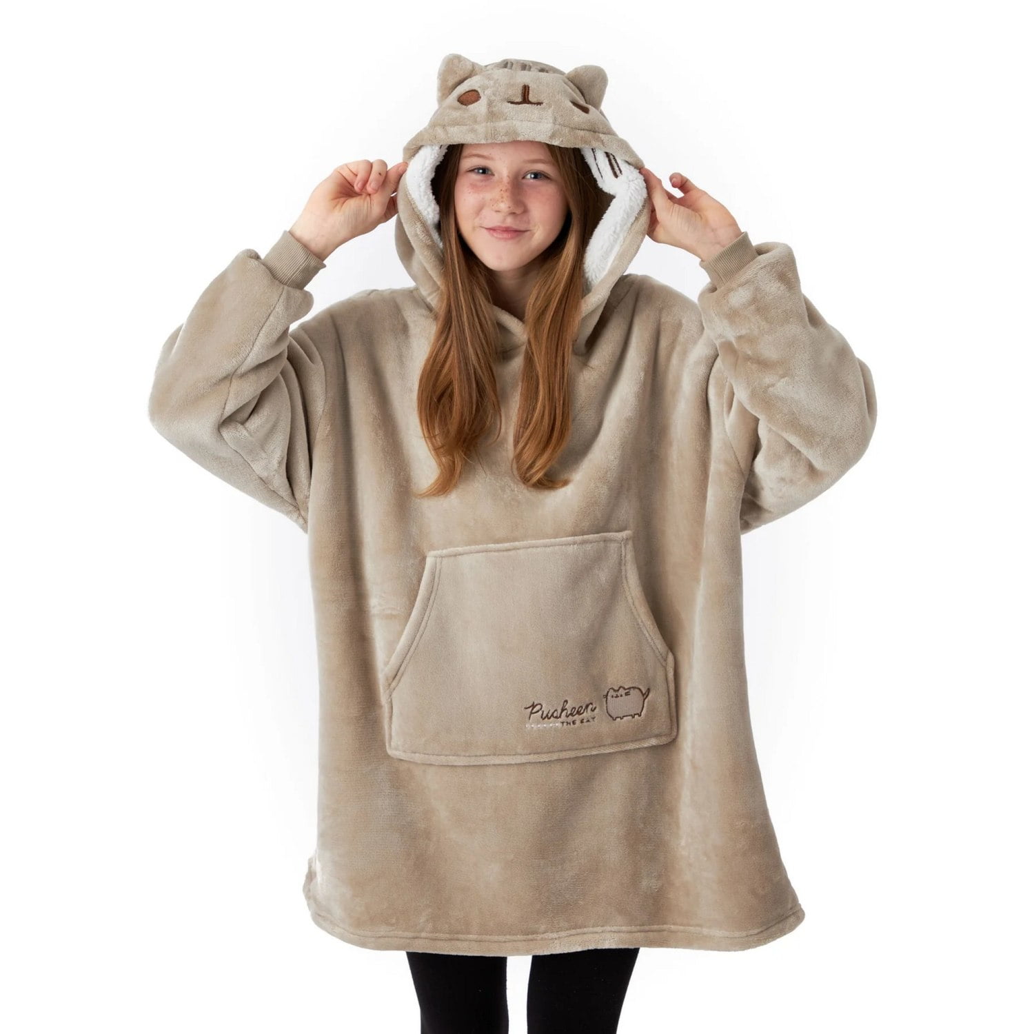 Pusheen Girls Hoodie Blanket Brown One Size
