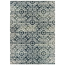 Norine Contemporary Geometric Area Rug, Navy/ Ivory 2, 8' x 11'