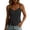 Black, variant on Womens Cotton Linen Camisole Casual V Neck Spaghetti Strap Fitted Button Decor Split Hem Tops for Summer Beach Vacation Dating