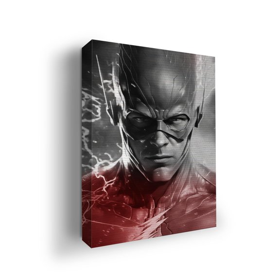 Flash Canvas Wall Art by Mavis Print- 12x16 inches DC Comics Wall Decor | HD Printed & Wooden framed wall art | UV & Water Resistant Modern Wall Decor for Gift | Kids room Decor | Made in USA