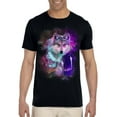 thumbnail image 5 of Dreamcatcher Wolf Space Fantasy Mens Shirt Black Galaxy Universe Tee, 5 of 5