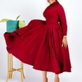 thumbnail image 2 of AURA Plus Size High Neck Beaded Swing Midi Dress Elegant Long Sleeve High Waist African Style, 2 of 10