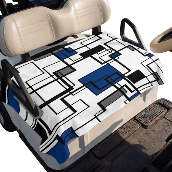 Golf Cart Seat Cover Blue Black Lines Club Car Golf Cart Seat Covers Soft Absorbent Golfcart Towel Blanket Abstract Geometric Golf Seat Covers for Cart Decor Fits 2 & 4 Passenger 51"x31"