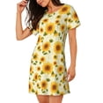 thumbnail image 2 of Easygdp European-style Pattern Sunflower Camisón de manga corta para mujer, informal, estampado, 2 of 6