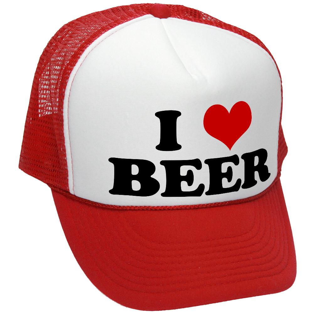 I HEART BEER funny joke party gag Mesh Trucker Hat Cap, Red