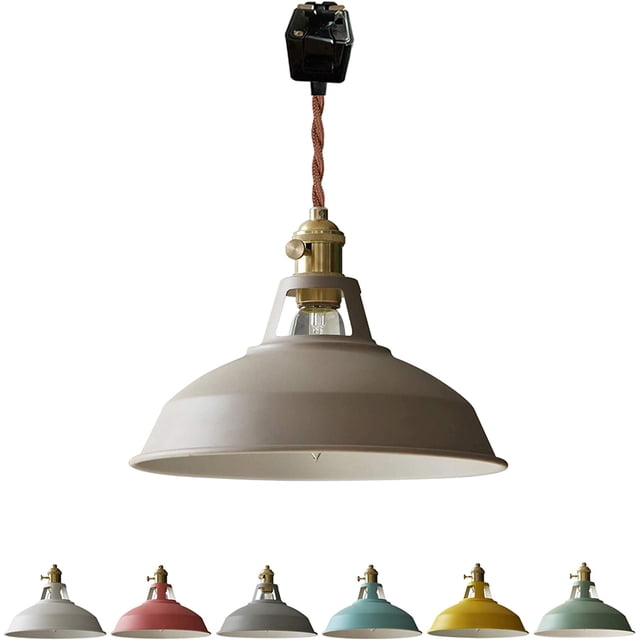 FSLiving J Track Pendants Lighting Iron Art Iron Macaron Khaki Decoratefor Instant Pendant Light for Cabinet Kitchen Island Customizable Track Lighting Bulbs Not Included - 1 Lights