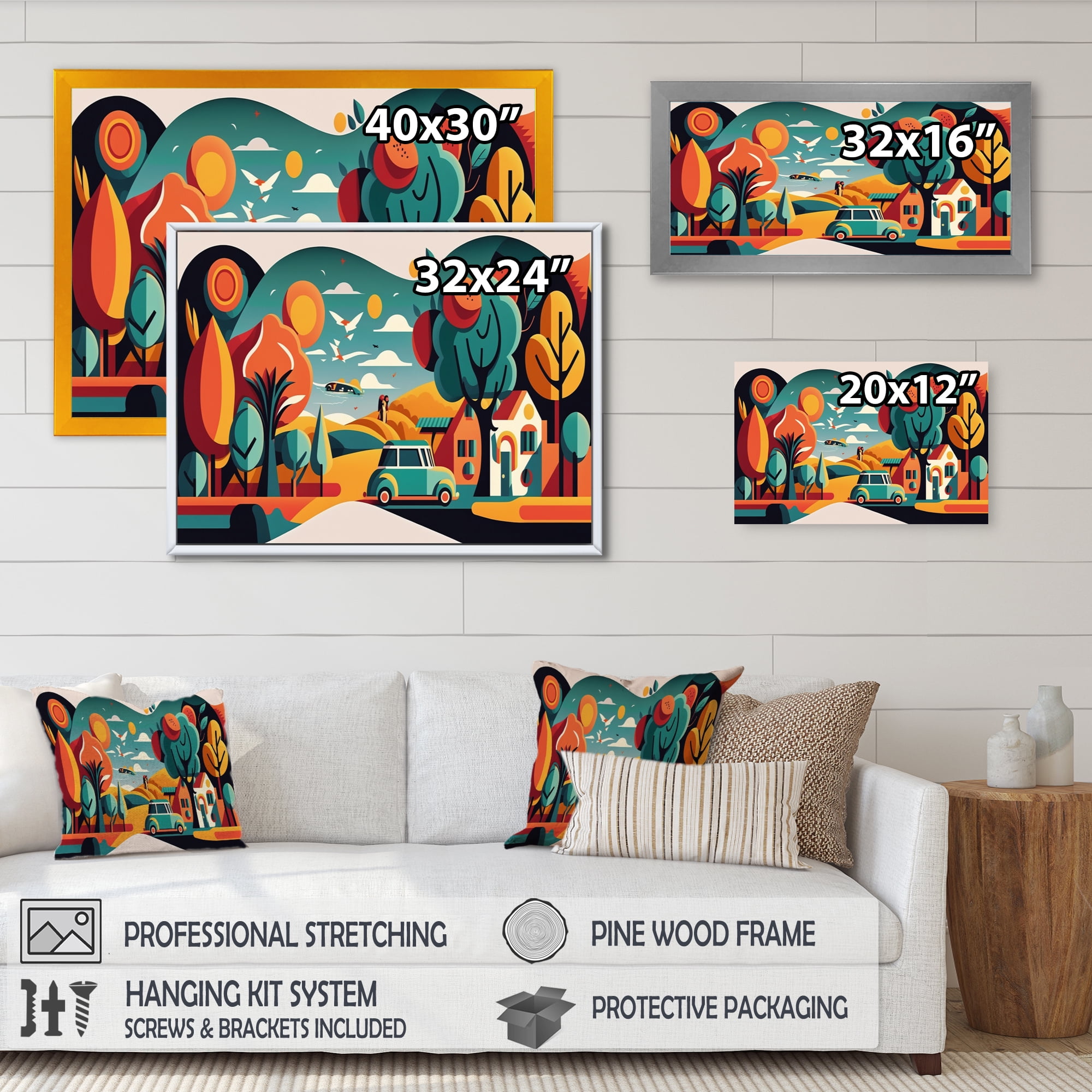 Designart Futuristic Cityscape With Trees IV Canvas Wall Art