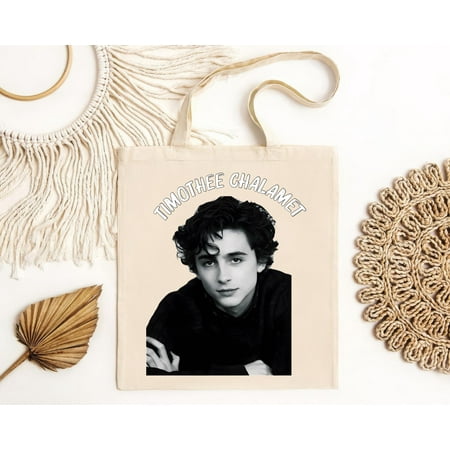 vintage Timothee Chalamet Tote Bags for Men Funny Cotton Bag Crewneck Short Sleeve-TH19907