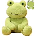 thumbnail image 1 of SBSGV - Rana verde suave de peluche, rana sentada, peluche de rana de terciopelo, regalo para niños en cumpleaños, 10 pulgadas, 1 of 5