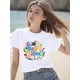 thumbnail image 1 of Back to School" Colorful Letter Print T-Shirt for Girls - Soft, Stretchy Fabric, Short Sleeve Crew Neck, Casual Summer Tee with Pencils, Books & Hearts Design, Back to School Clothes, Knit, 1 of 6