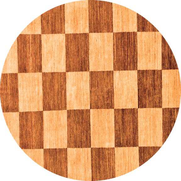 Ahgly Company Indoor Round Checkered Orange Modern Area Rugs, 3' Round