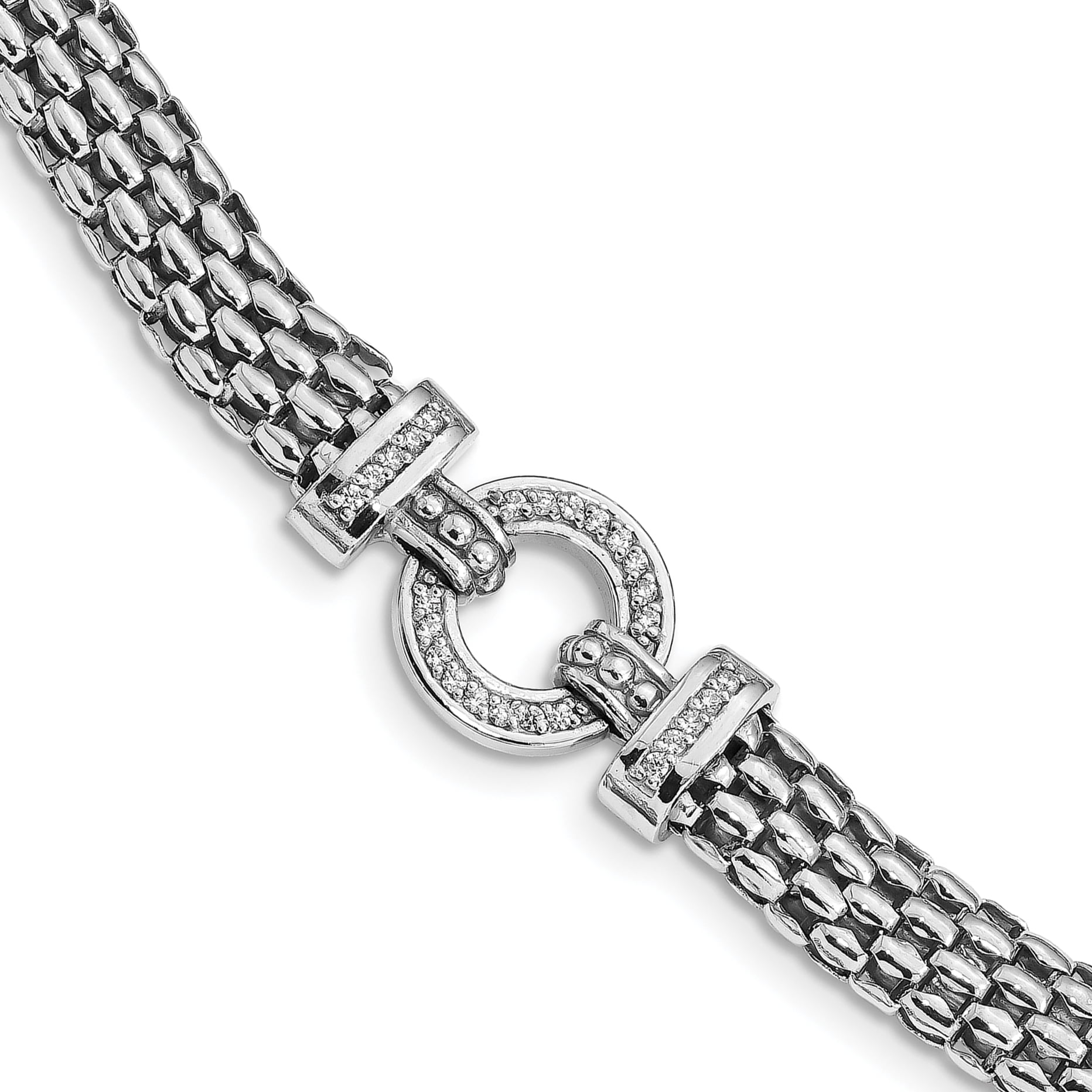7.5 inch 925 STERLING SILVER Chain Bracelet Heart Shaped Link 7.5/" Rhodium Plate