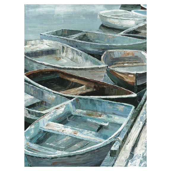 Masterpiece Art Gallery Rowing I Soft Boats By Sandy Doonan Canvas Art Print 30" x 40"