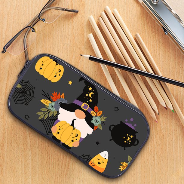 Xihbxyly Estuche de Halloween con Cremallera de Gran Capacidad, Tela de Algodón Suave, Almacenamiento Multifuncional, Ideal para Oficina y Viajes, Organizador de Material de Arte, Tamaño 20 Cm.