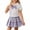 Purple, variant on Girls Cotton Plaid Skirt Outfit Set 2 Piece Summer Short Sleeve Button School Uniform Shirts and Pleated Skirts Sets for Kids Blue 7-8Years