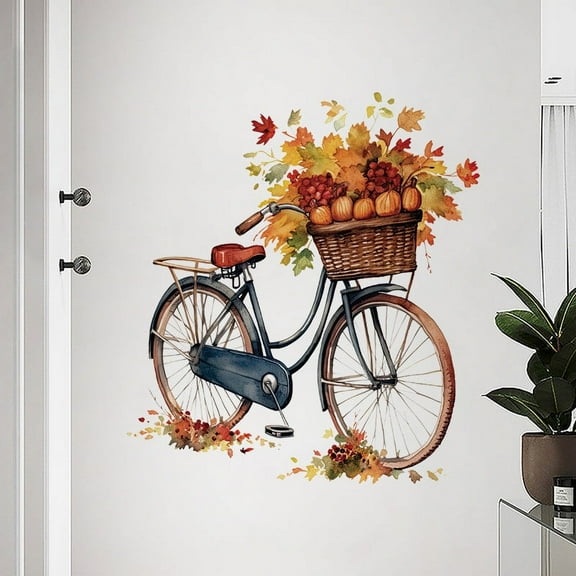 Autumns Bicycle Stickers, Living Room, Bedroom, Wall, Corridor, Porch, Background Decoration, Self-Adhesive Stickers Yellow One Size